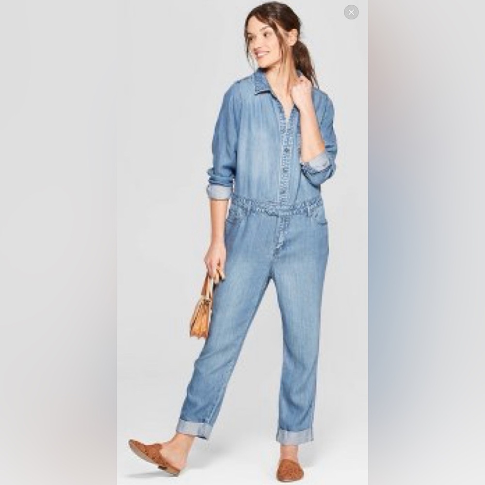 Universal Thread Blue Denim Overalls Relaxed Fit